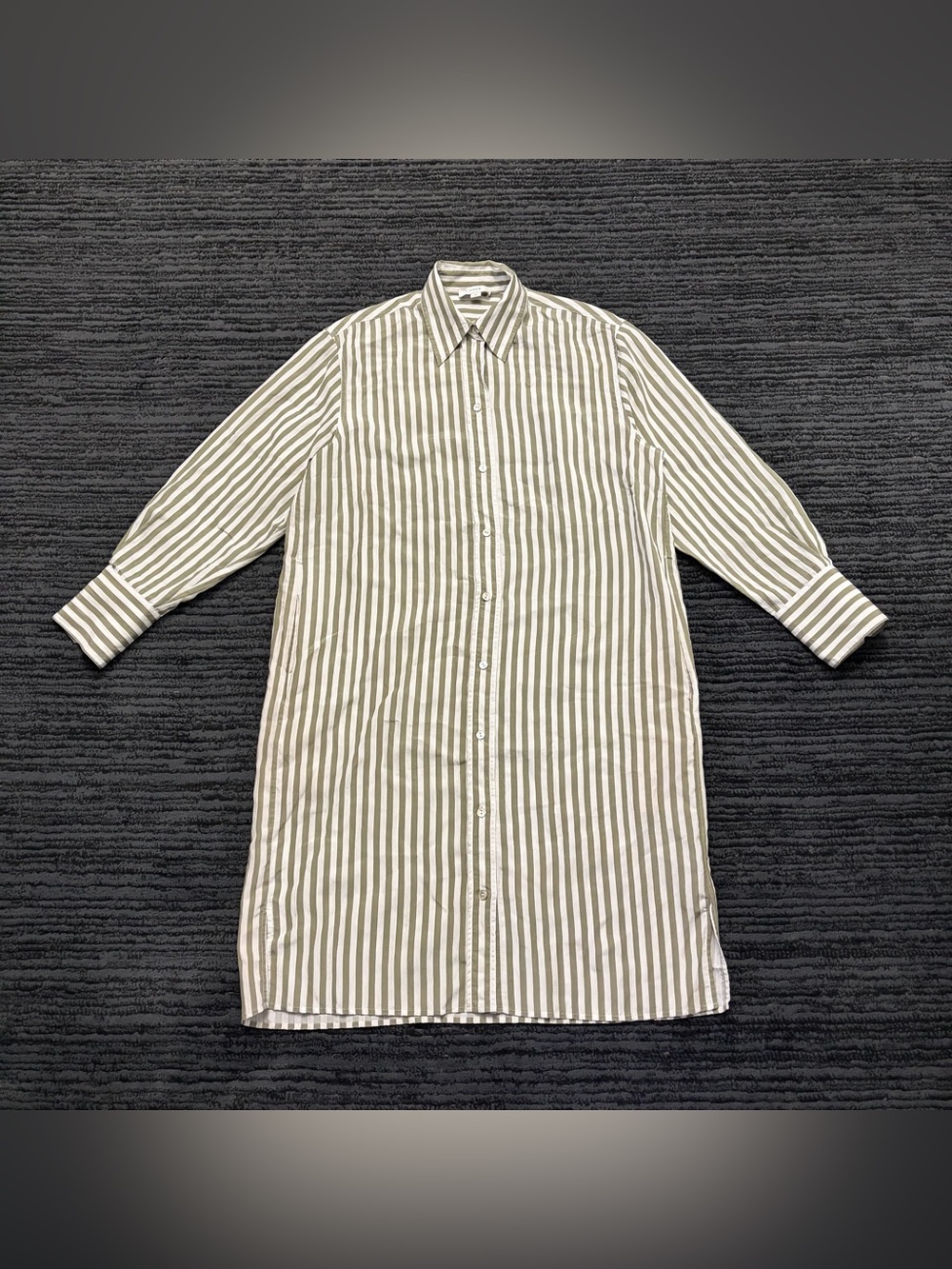Vince Coastal Stripe Tencel Belted Button Up Midi Shirt Dress with Pockets